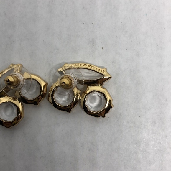 𝅺Kate Spade NY Gold Plated Crystal Cluster Earrings Dressy Night Out Evening. - Picture 3 of 4